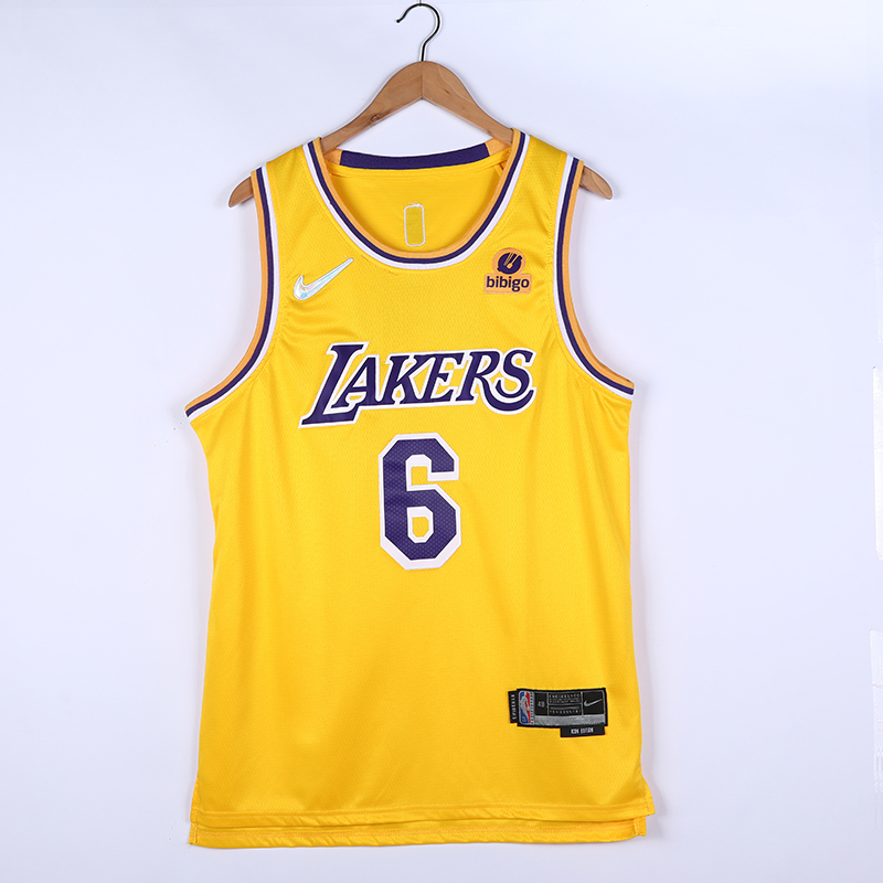 2022 Men Los Angeles Lakers #6 James Yellow City Edition 75th Nike 2021 NBA Jersey->chicago bulls->NBA Jersey
